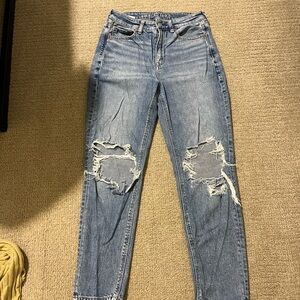 American Eagle Outfitters Blue Distressed Mom Jeans